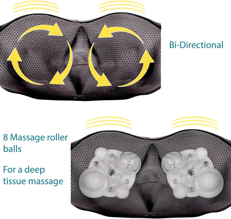 InvoSpa Shiatsu Massager with Heat - Deep Tissue Kneading Pillow for Neck, Shoulders, and Back - Electric Full Body Massage - Image 3